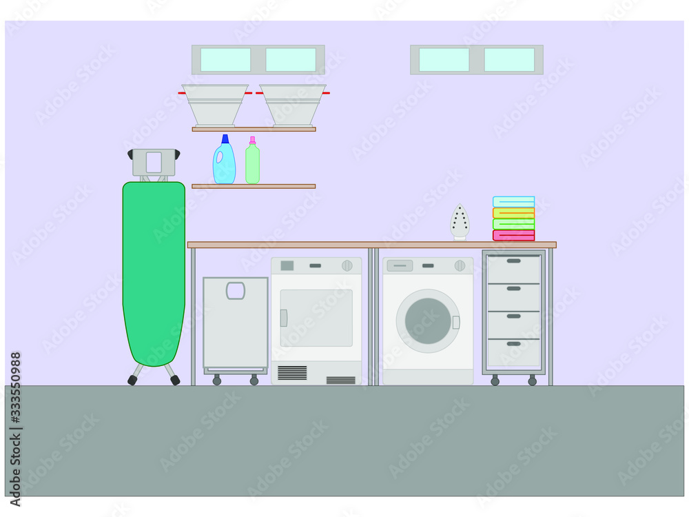laundry room and ironing white background laundry room and ironing white background