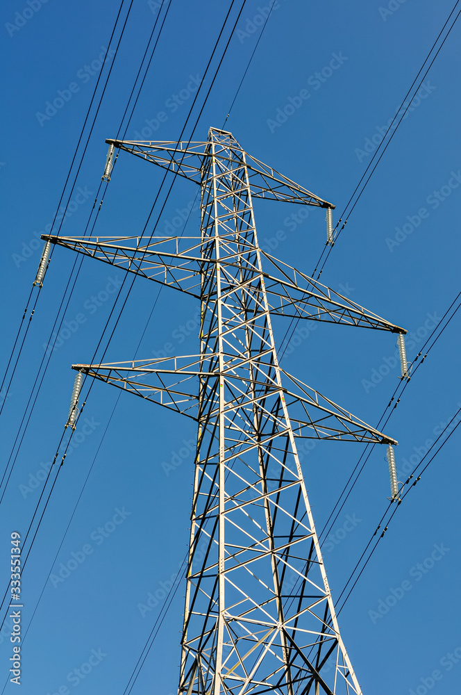 132kV electricity pylon, part of the National Grid to deliver power throughout the UK