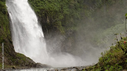 Cascada Magica (Magic Waterfall) slow motion. In the Rio Malo Valley, the Ecuadorian Amazon. Runs over a basalt cliff in an area of extremely high humidity.