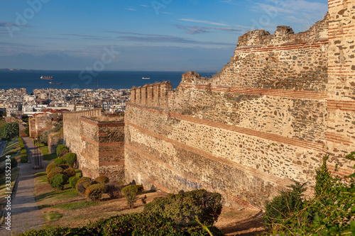 Late Roman and Byzantine wall in Thessaloniki, Greece photo