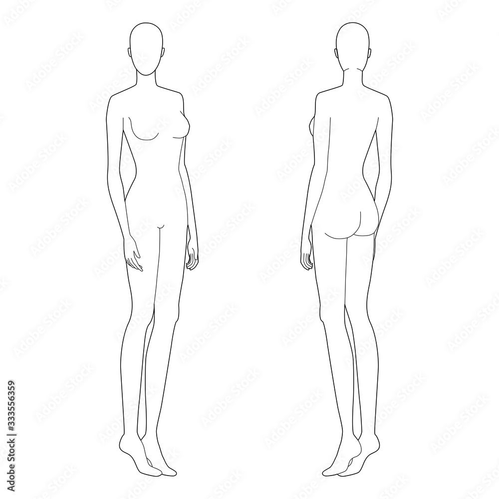 Fashion template of standing women. Fashion template of standing women.