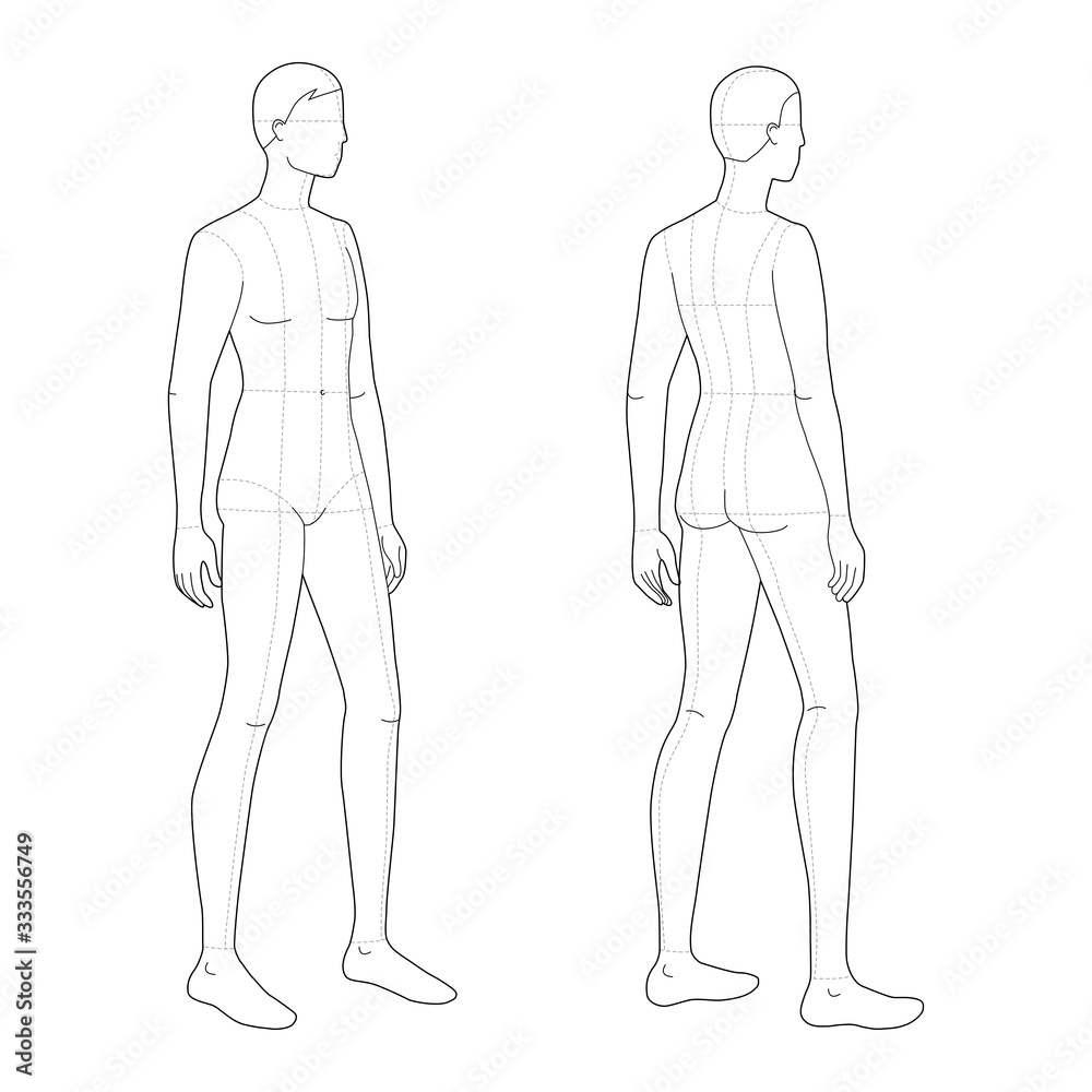 Fashion template of standing men. Fashion template of standing men.