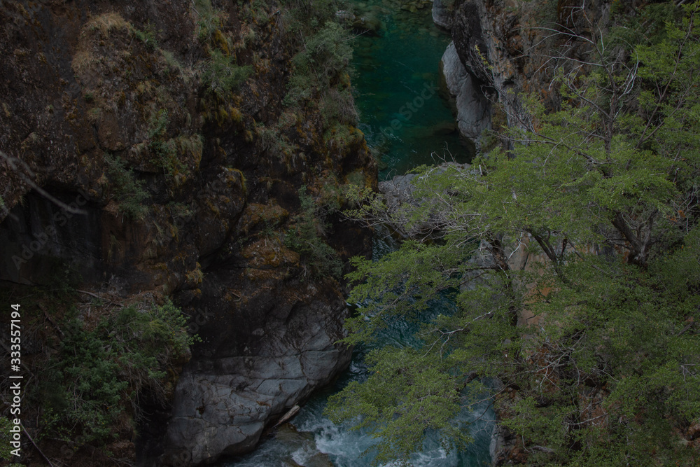 narrow lake called cajon azul in el Bolson, patagonia narrow lake called cajon azul in el Bolson, patagonia