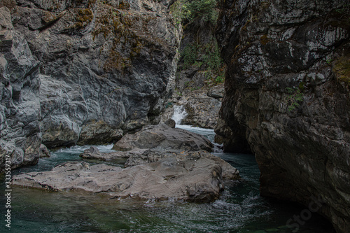 narrow lake called cajon azul in el Bolson, patagonia