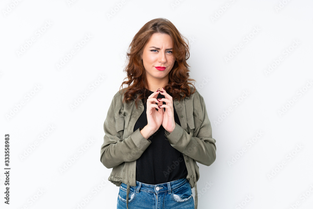 Young Russian woman over isolated white background scheming something Young Russian woman over isolated white background scheming something