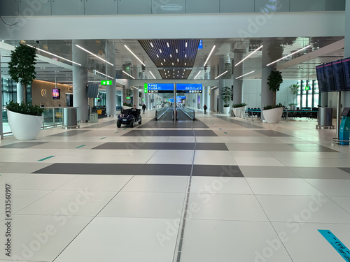 Empty airport during covid 19 coronavirus pandemic in the world