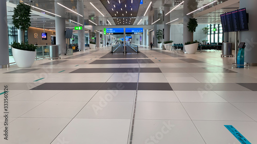 Empty airport during covid 19 coronavirus pandemic in the world