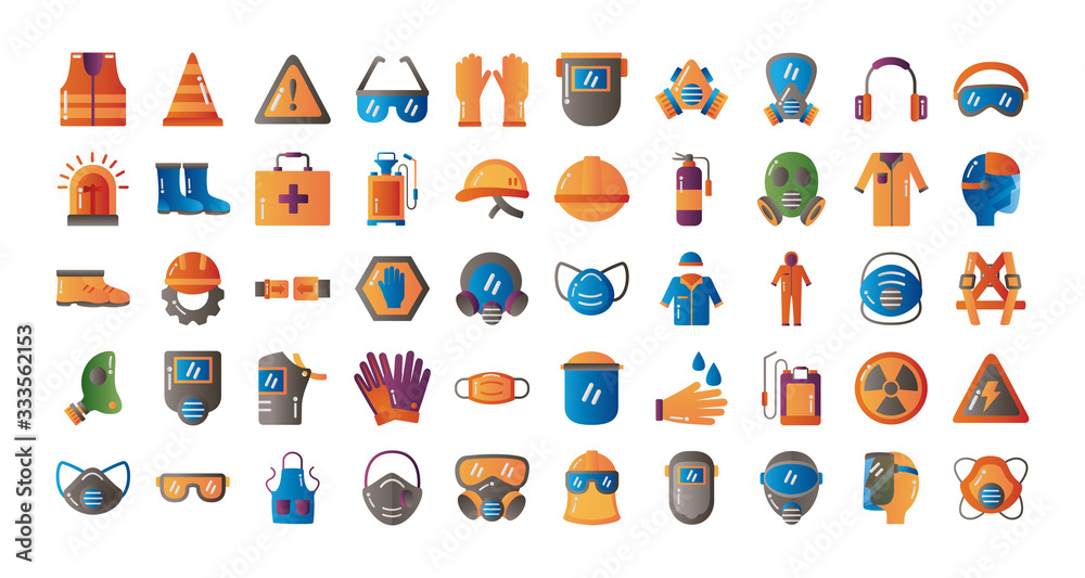 bundle of protection tools set icons
