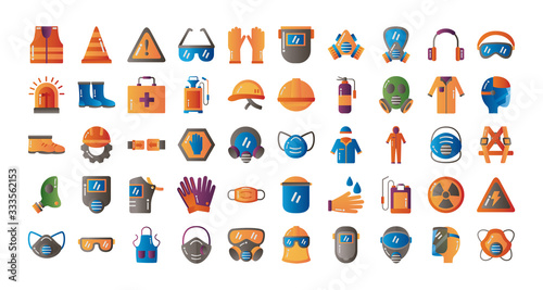 bundle of protection tools set icons