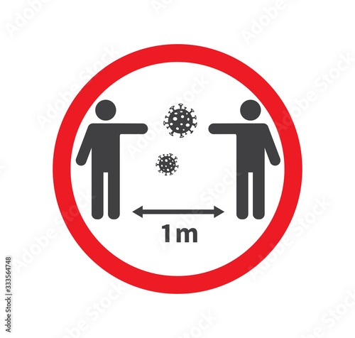 Social distancing icon. Keep the 1-2 meter distance. Coronovirus epidemic protective. Vector illustration	