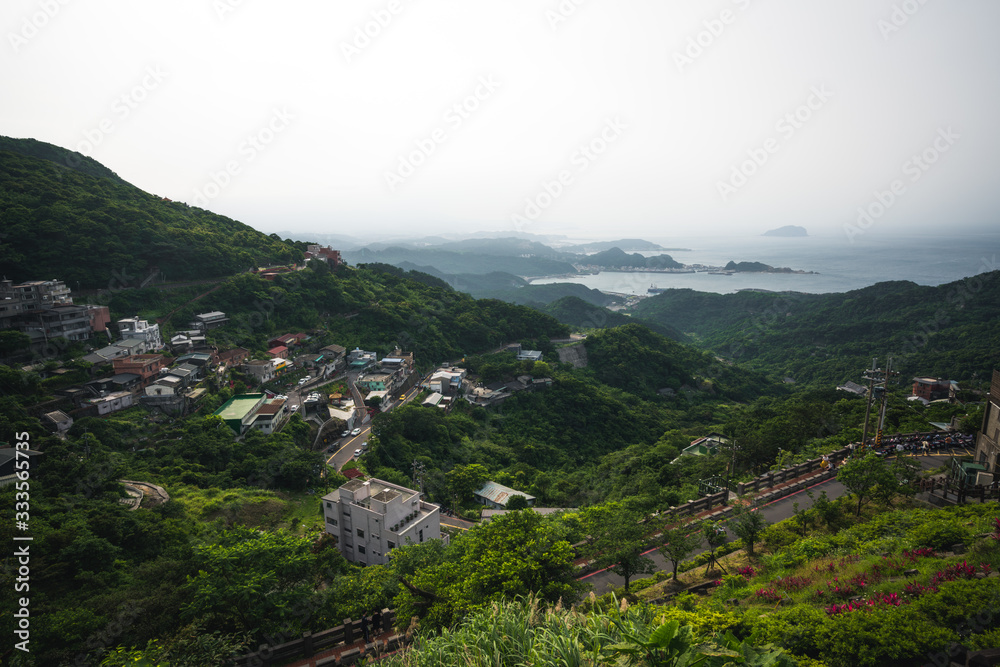 Image of a Rural Mountainside Town in Taiwan beside the ocean