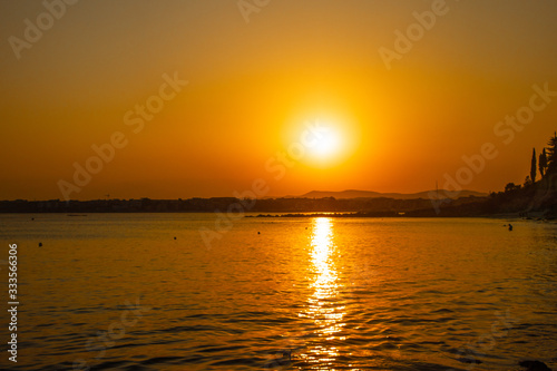 Sunset over black sea-Nesebar from Bulgaria