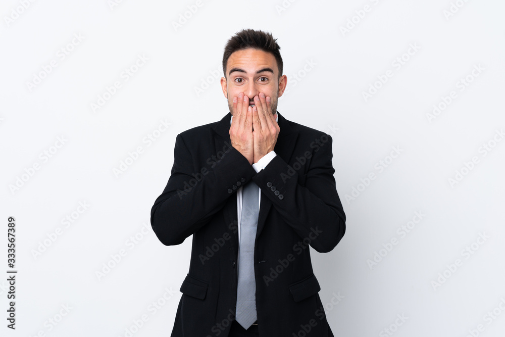 Young business man over isolated background with surprise facial expression Young business man over isolated background with surprise facial expression