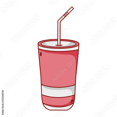 fast food disposable cup with straw cartoon isolated icon