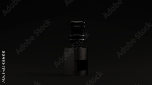 Black Office Water Cooler Black Background 3d illustration 3d render