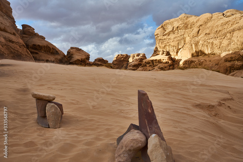 Panoramic of the desert of Wadi Rum, Jordan