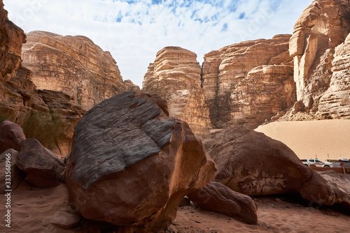 Panoramic of the desert of Wadi Rum, Jordan