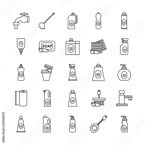 bundle of desinfectants set icons