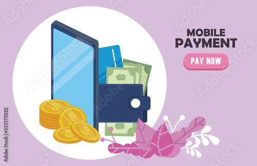 payment online technology with smartphone and wallet money