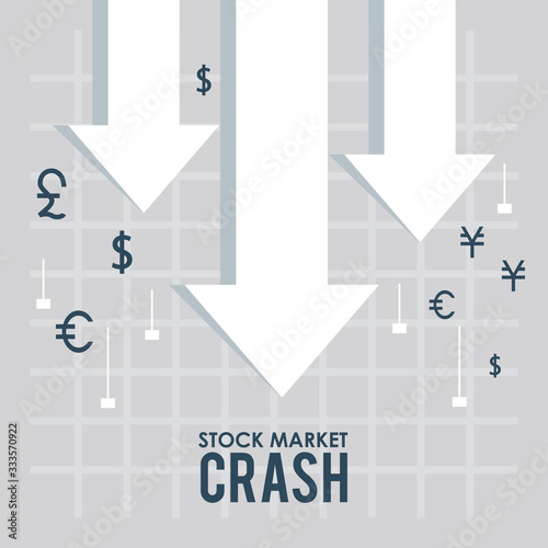 stock market crash with arrows down