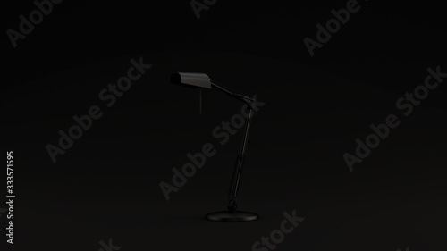 Black Office Desk Lamp Black Background 3d illustration 3d render