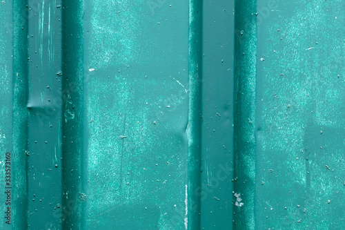 Old green corrugated sheet iron