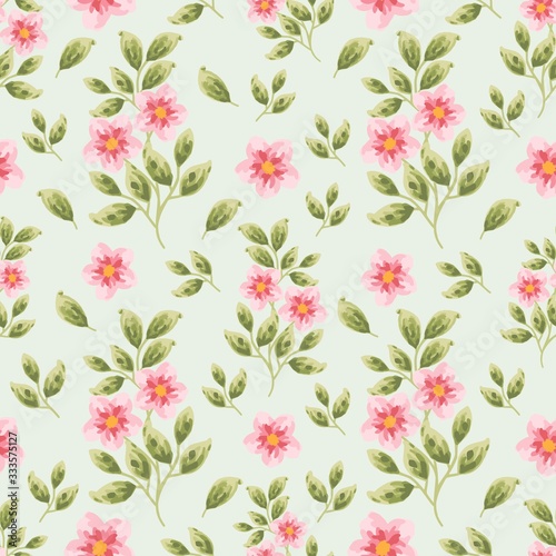 Beautiful summer and spring dog-rose flower seamless pattern. Creative flower and leaf elements for fabric, textile, paper wrappers, greeting card, garden party invitation, romantic events.