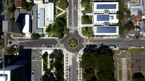 CURITIBA/PR, BRAZIL - March 26th, 2020. Flying Around Civic Center/Downtown Curitiba.