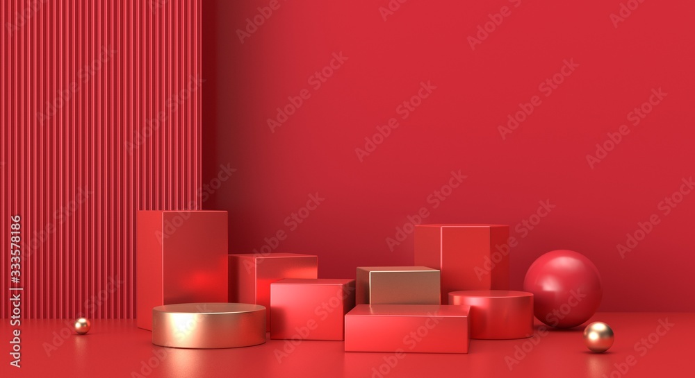 3D rendered red geometry commercial background. 3D rendered red geometry commercial background.
