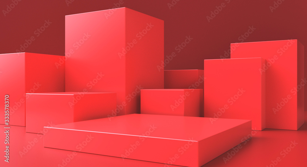 3D rendered red geometry commercial background. 3D rendered red geometry commercial background.