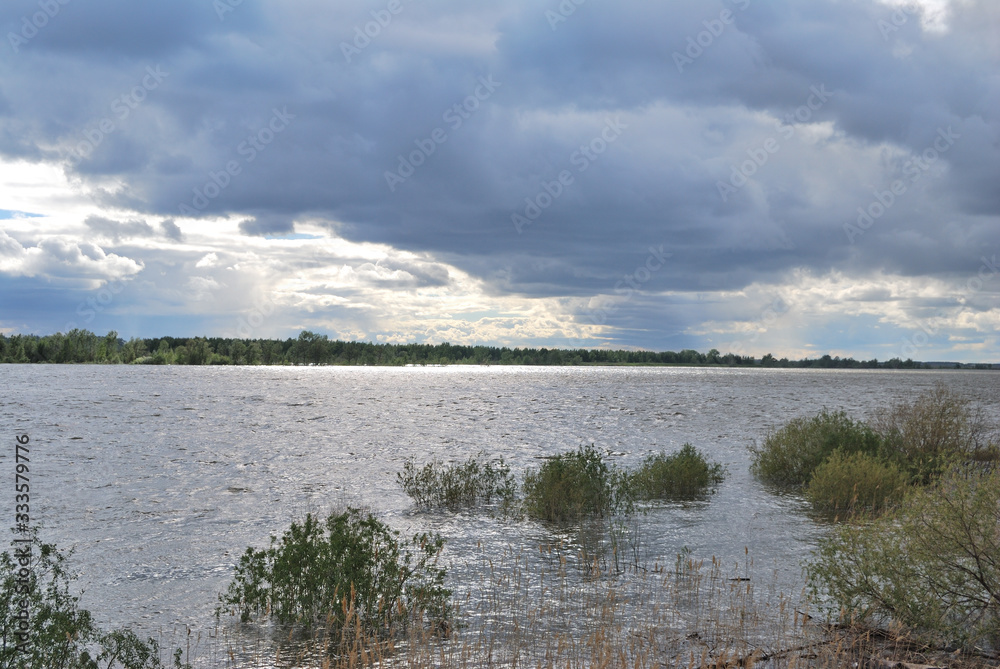 Fototapeta premium Spring high water on the Irtysh River