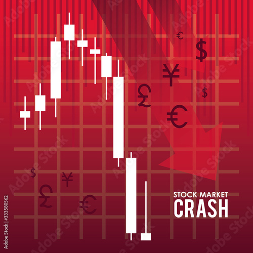 stock market crash with arrow down