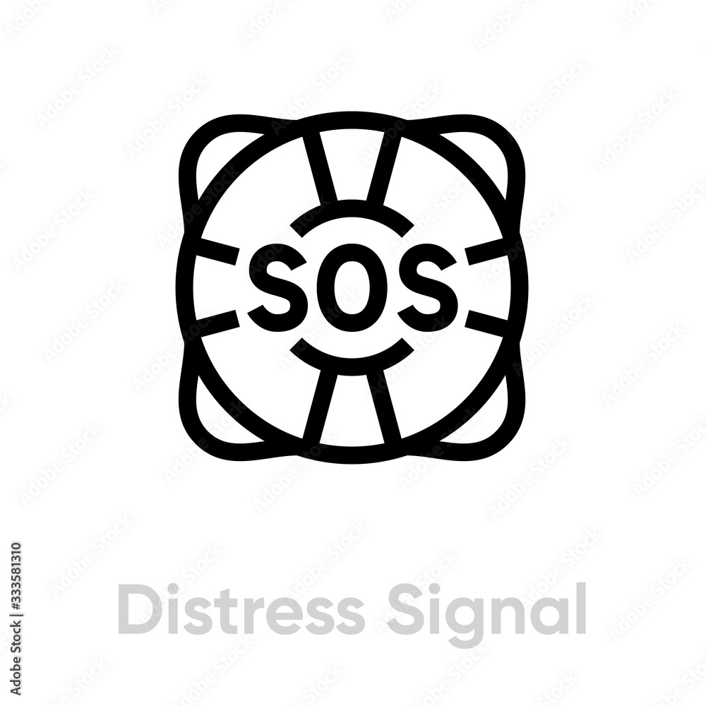 Distress signal lifebuoy help icon. Editable line vector. Distress signal lifebuoy help icon. Editable line vector.