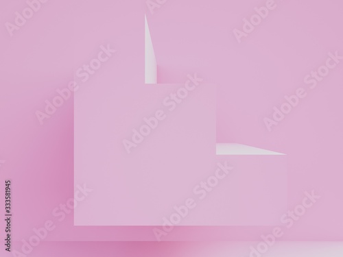 3d rendering of abstract stair in pink background photo