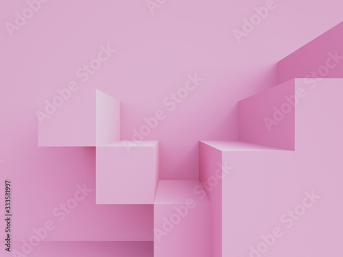 3d rendering of abstract stair in pink background