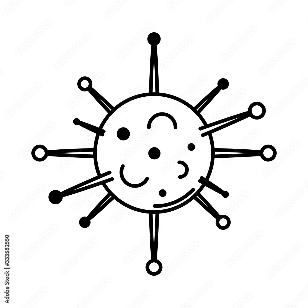 Fototapeta premium covid 19 pandemic virus microbe cell line style icon