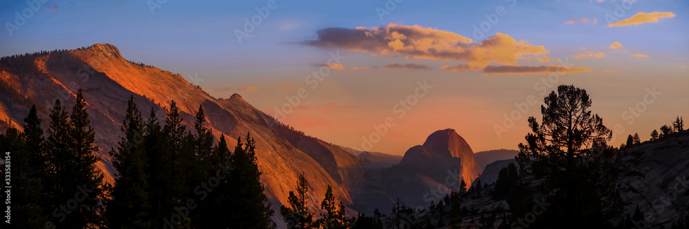 Tioga pass landscape in golden hour time