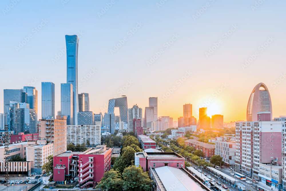 Obraz premium Dusk scenery of CBD complex in Beijing, China