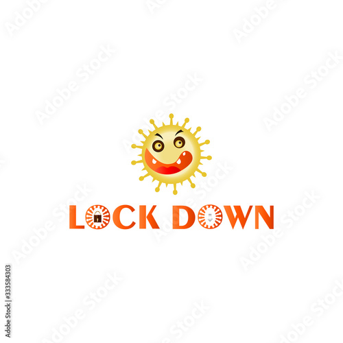 Illustrations concept Novel Coronavirus COVID-19, 2019-nCov Lockdown. Virus from Wuhan China. Virus infections prevention logo and symbol. Lockdown to prevent spreading virus.