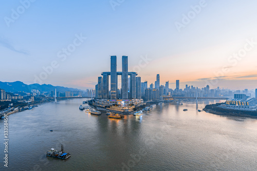 High angle view of Chaotianmen Wharf in Chongqing, China photo