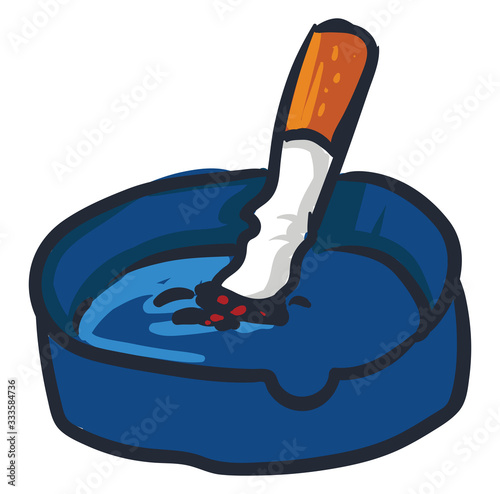 Blue ashtray, illustration, vector on white background
