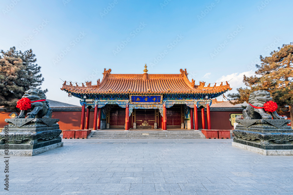 Naklejka premium The gate of Dazhao Temple in Hohhot, Inner Mongolia, China