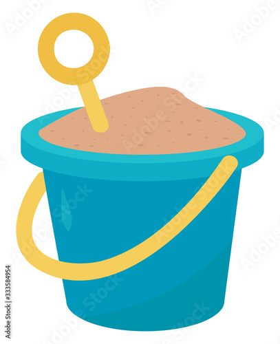 Bucket with sand, illustration, vector on white background