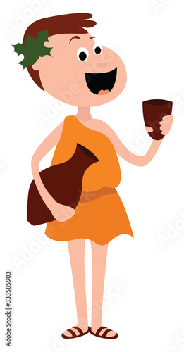 Dionysus, illustration, vector on white background