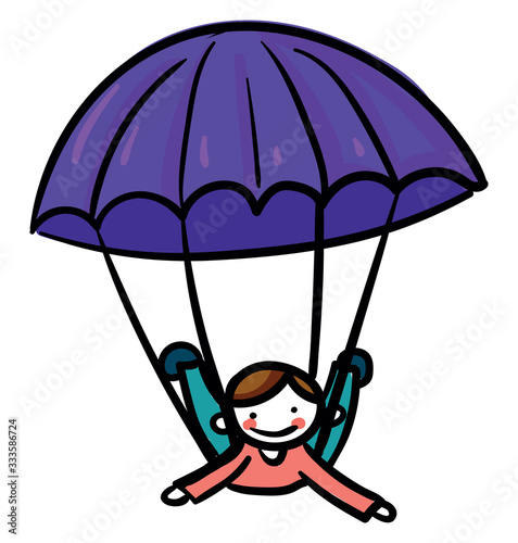 Violet parachute, illustration, vector on white background