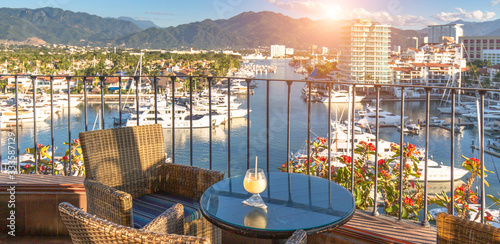 Puerto Vallarta, Famous El Faro lighthouse with panoramic view Puerto Vallarta marina from the restaurant on top