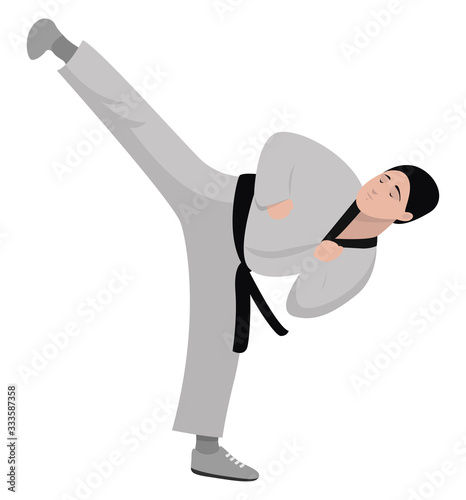 Karate kid, illustration, vector on white background