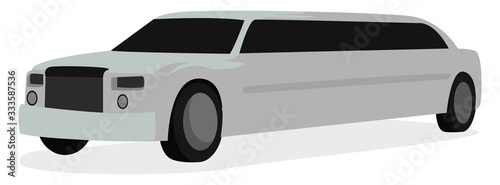 White limousine, illustration, vector on white background