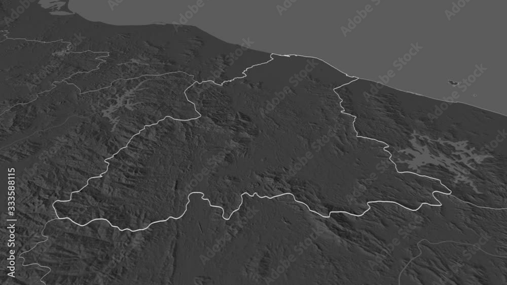 Kelantan, state with its capital, zoomed and extruded on the bilevel map of Malaysia in the conformal Stereographic projection. Animation 3D Kelantan, state with its capital, zoomed and extruded on the bilevel map of Malaysia in the conformal Stereographic projection. Animation 3D