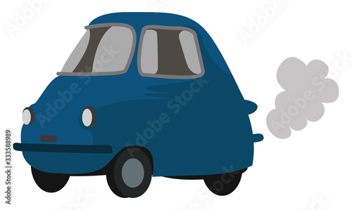 Small blue car, illustration, vector on white background